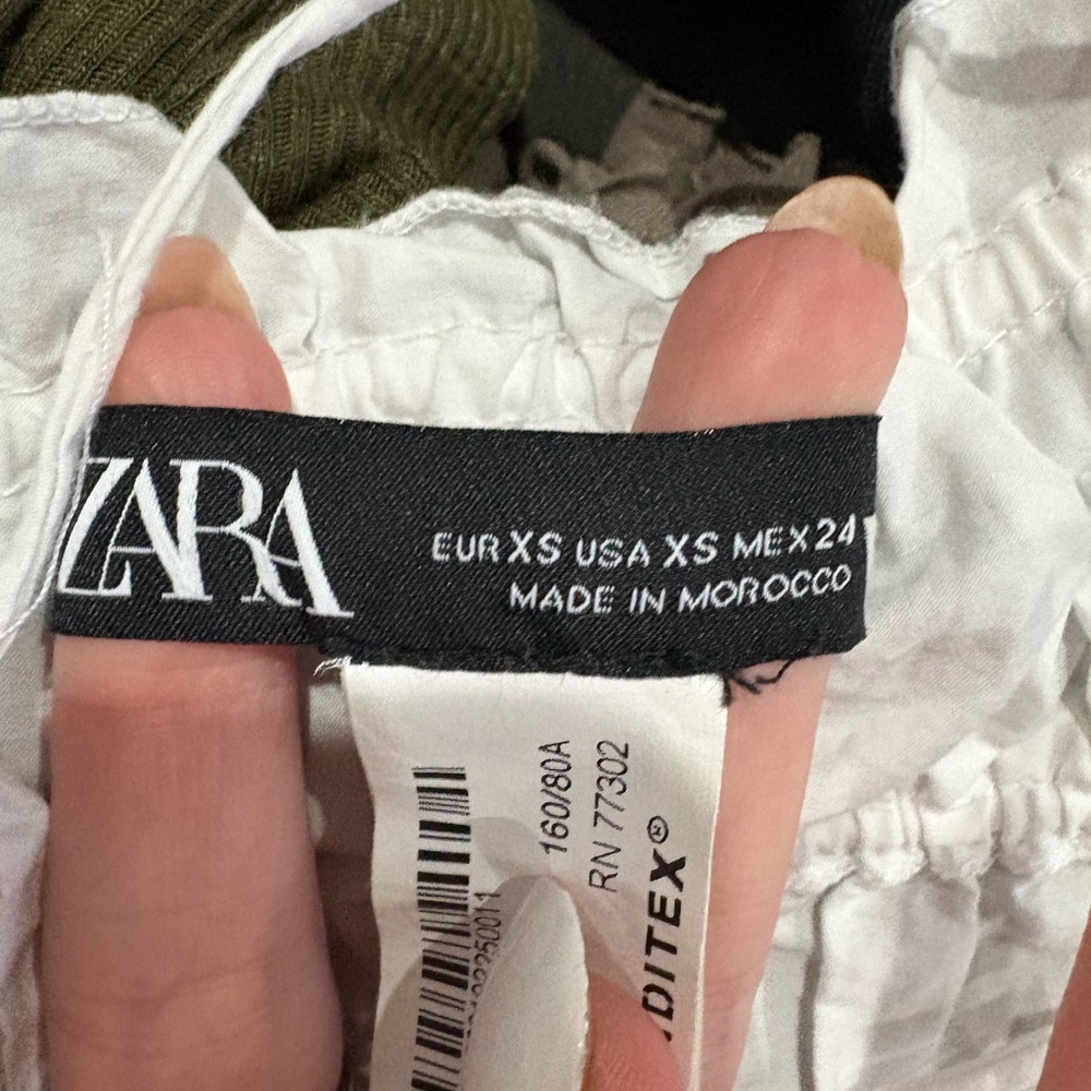 Zara White Lace-Up Ruffled Crop Top - Picture 5 of 6